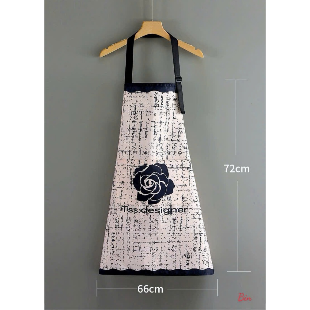 Tạp Dề Nấu Ăn Chống Thấm Họa Tiết Hoa Hồng Tss Designer – Tạp Dề Nhà Bếp Có Túi Tiện Lợi