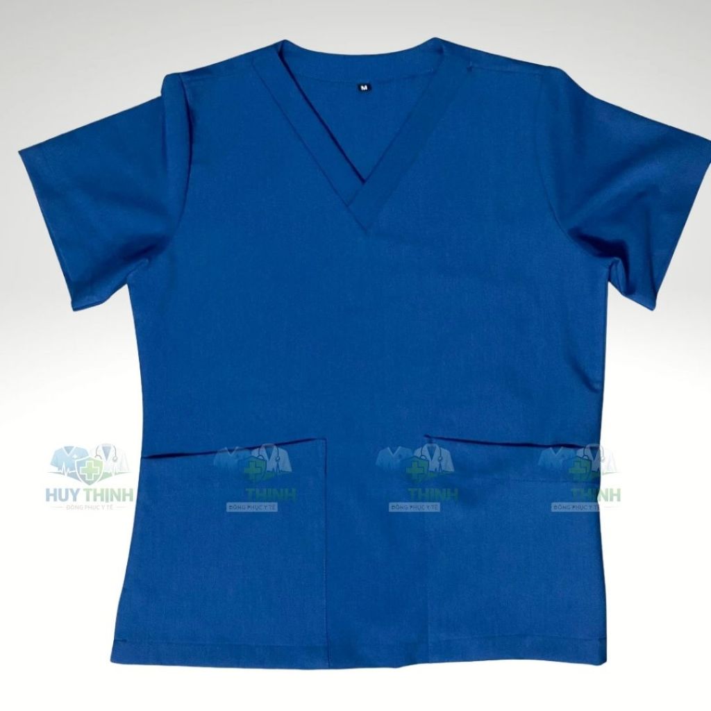 Bộ Scrubs cổ tim màu xanh coban vải cotton lạnh hàn cao cấp, đồng phục phòng khám,spa,phòng mổ, áo nha khoa điều dưỡng