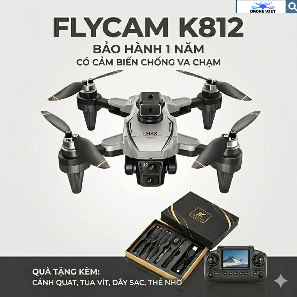 Drone mini  K812 trang bị GPS tự quay về, Flycam tay điều khiển RC  camera 4K quay chụp