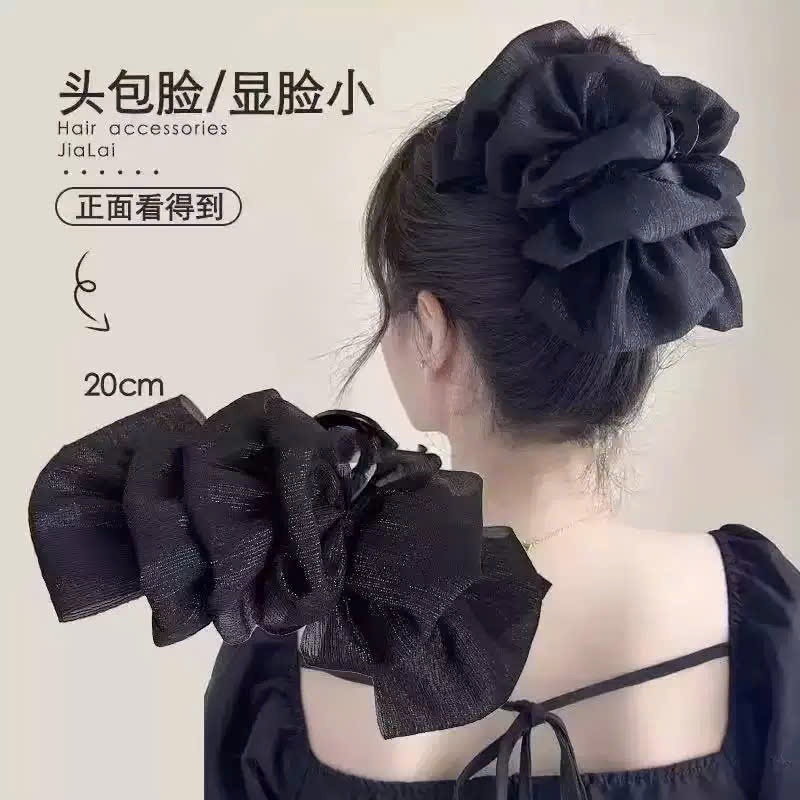 Kẹp Tóc Hoa Voan Bản Lớn Cao Cấp – Kẹp Càng Cua Hoa 3D Thanh Lịch Cho Nữ, Phụ Kiện Tóc Dự Tiệc Sang Trọng