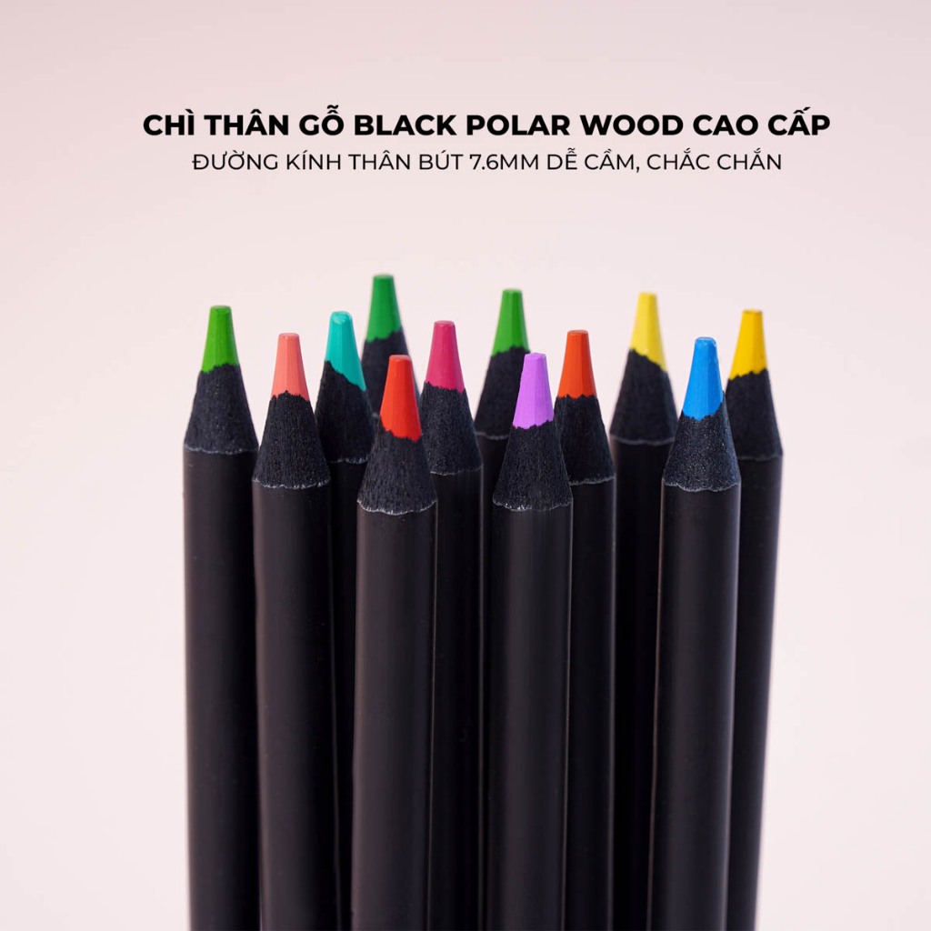 [Kèm Chì Trắng] Bút Chì Màu Gốc Dầu GLOBAL ART 71+1 Màu, Lõi 4mm Khó Gãy Che Phủ Tốt, Màu Mịn Tô Bóng Đẹp, Blend Màu Xịn