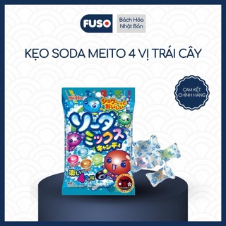 Meito Kẹo Soda 4 Vị Trái Cây 56g - Ngon Với Vị Cola, Ramune, Nho Và Dưa Lưới