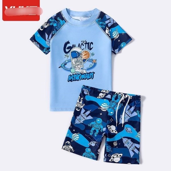 Bộ Bơi Bé Trai Tay Ngắn Chống Nắng In Hình Co Giãn Nhanh Khô