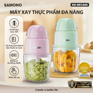 (DAO 8 CÁNH) Máy xay ăn dặm 0.6L Samono SW-MFC600 cho bé, 200W, cối thủy tinh, xay thịt nhuyễn mịn, hành tỏi ớt