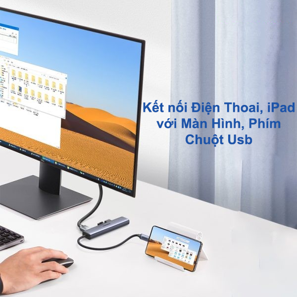 Hub Type C to HDMI Ugreen 5in1 4K30Hz USB 3.0 PD100W 15495 cổng chuyển đổi Type-c cho Macbook iPad Laptop Dell XPS | BigBuy360 - bigbuy360.vn