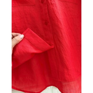 [JUNE LINEN] Áo sơ mi nữ Linen tưng premium washed, áo 2 túi vạt đuôi tôm. A52