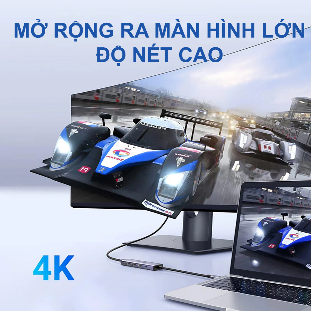 Hub Type C to HDMI Ugreen 5in1 4K30Hz USB 3.0 PD100W 15495 cổng chuyển đổi Type-c cho Macbook iPad Laptop Dell XPS | BigBuy360 - bigbuy360.vn