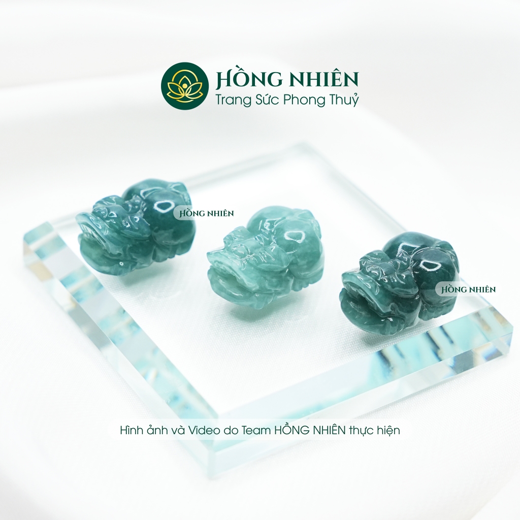 Charm tỳ hưu xỏ vòng tay lỗ 2mm mặt dây chuyền làm nhẫn lam ngọc mệnh kim thuỷ mộc hoả thổ HỒNG NHIÊN GEMS