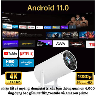 Máy chiếu HY300 Pro 4K Full HD Android 11 WiFi6 1080P cho điện thoại máy chiếu phim Netflix YouTube
