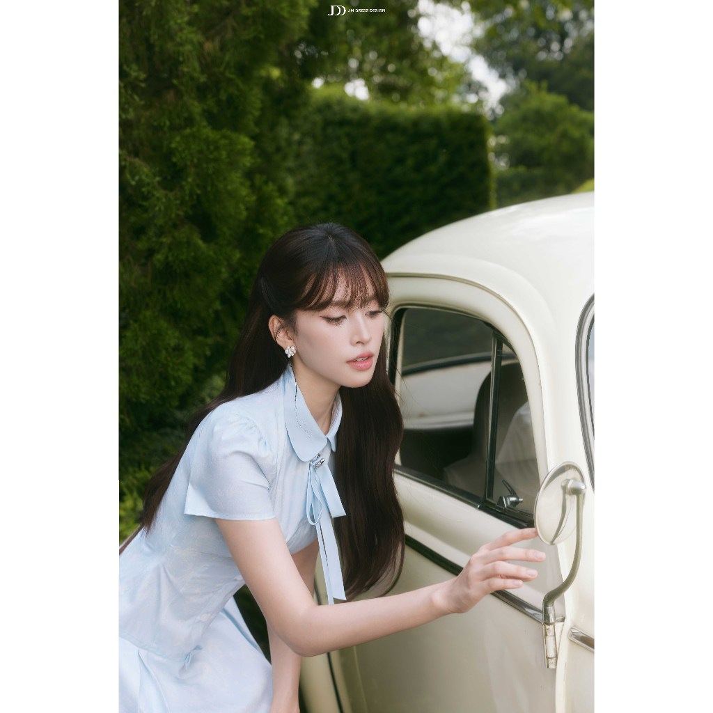 Đầm Xuân Hè Chân Xếp Ly Cổ Sen Phối Nơ 1S04.2601. Đầm Dáng A Mini Nữ Tính Thanh Lịch Phong Cách Retro Tiểu Thư By JM