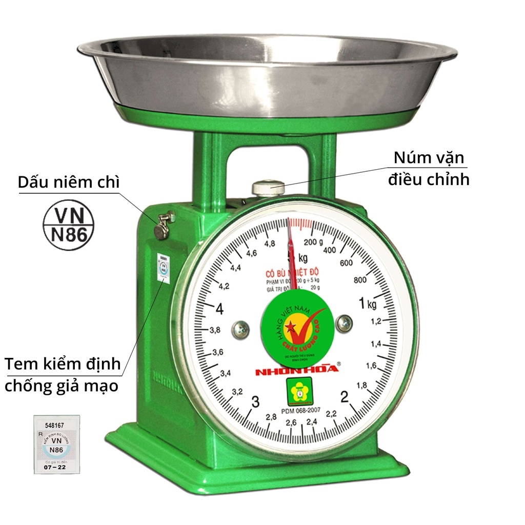 Cân Đồng Hồ Sắt / Nhựa 1Kg / 2Kg / 5Kg  Chính Hãng - Cân Cơ Học Dụng Cụ Nhà Bếp Đo Lường