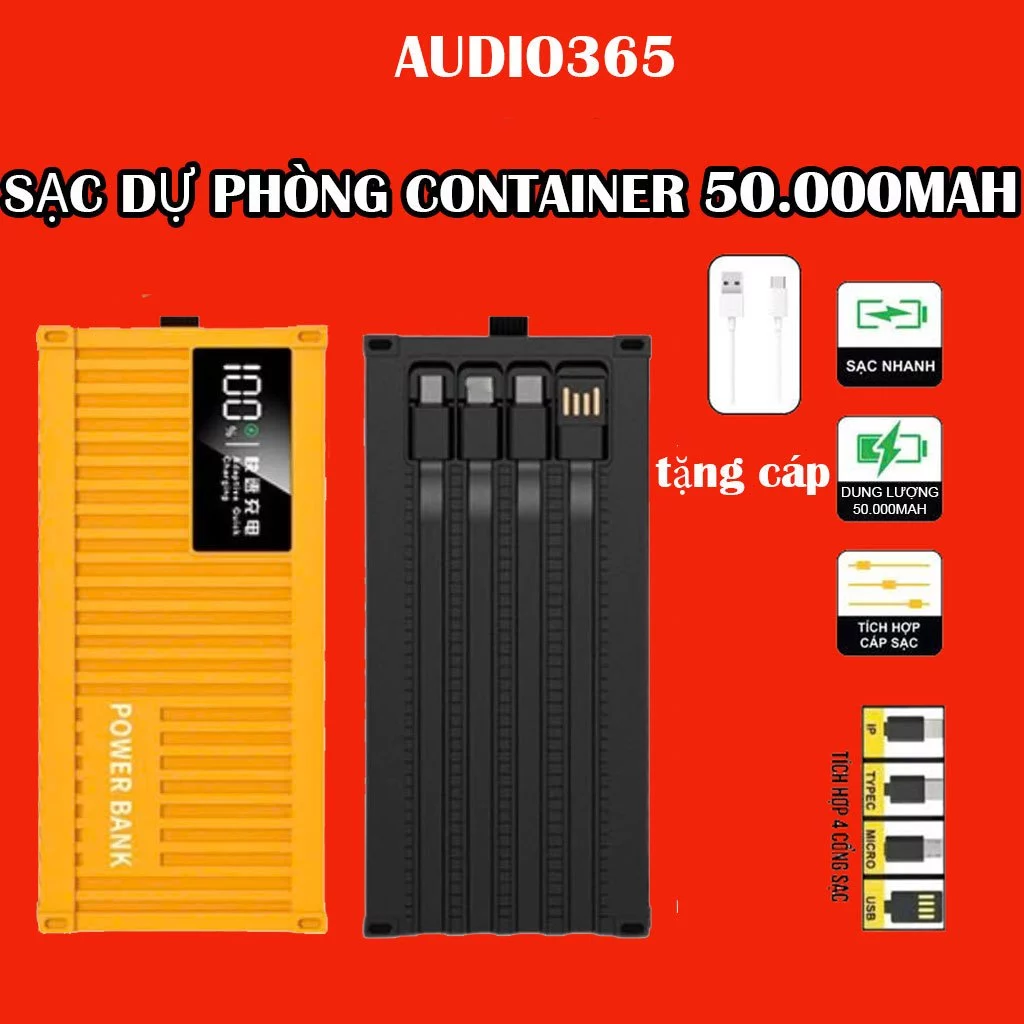 Bộ sạc Container 50.000mAh AUDIO365 - thiết kế vỏ trong suốt