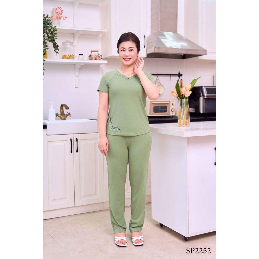 SP2252 Đồ bộ mặc nhà nữ cotton áo cộc quần dài