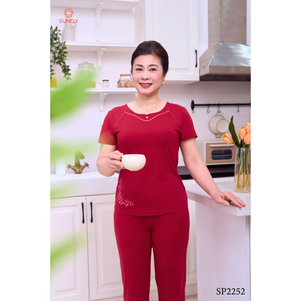 SP2252 Đồ bộ mặc nhà nữ cotton áo cộc quần dài