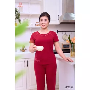 SP2252 Đồ bộ mặc nhà nữ cotton áo cộc quần dài