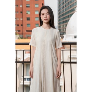 SWANLAKE | Váy Đầm Nữ Suông Trơn 8 Mảnh Dài Bay Cổ Tròn Tay Ngắn Vải Tơ Mỹ Lót Cotton Có Túi D11530