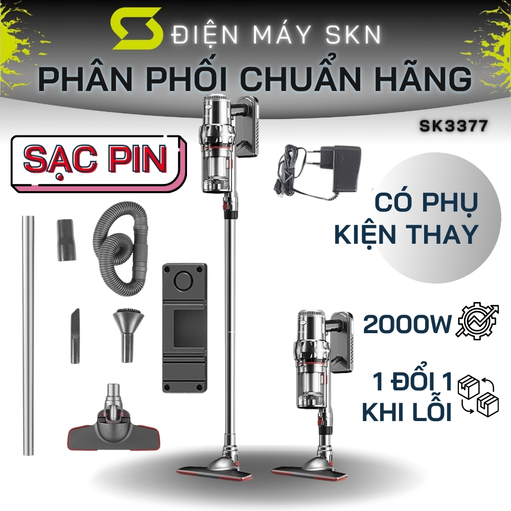 Máy hút bụi cầm tay LUMABELLA LOẠI SẠC PIN KHÔNG DÂY công suất 2000W lực hút cực mạnh 20000Pa - SK3377