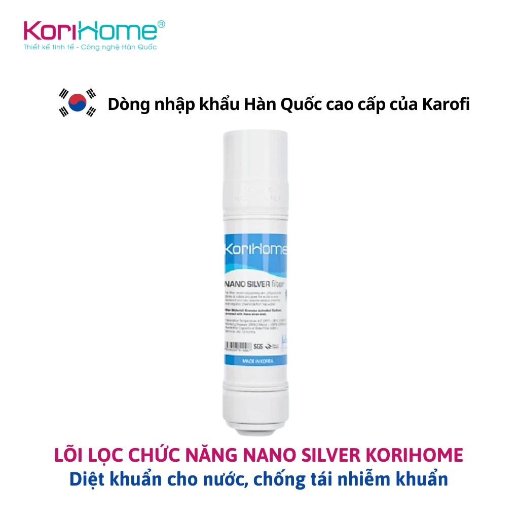 Lõi Lọc Chức Năng Nano Silver Korihome Diệt Khuẩn Hiệu Quả Dạng Cắm Nhanh Dòng Cao Cấp Của Karofi
