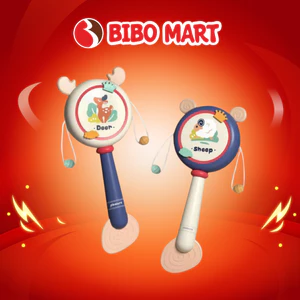 Đồ Chơi Trống Lục Lạc Cầm Tay Kèm Gặm Nướu Cho Bé 2 Trong 1 - Bibo Mart