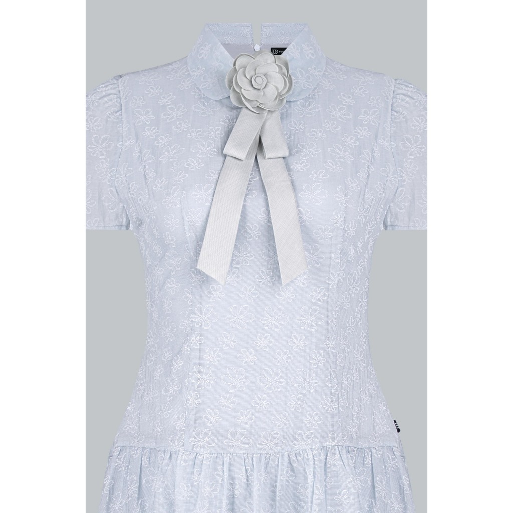 Đầm Xuân Hè Chân Xếp Ly Cổ Sen Phối Nơ 1S04.2601. Đầm Dáng A Mini Nữ Tính Thanh Lịch Phong Cách Retro Tiểu Thư By JM