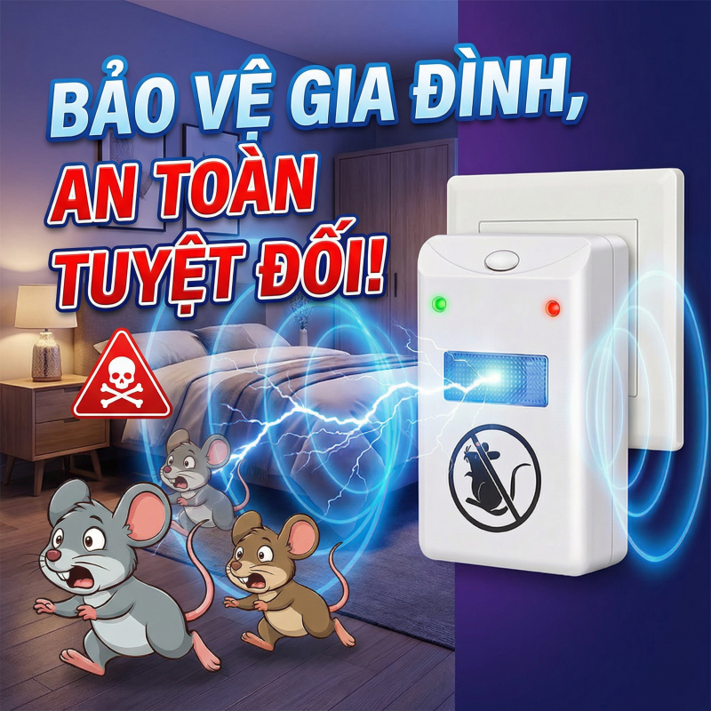 🐭 Xua đuổi chuột 360° xung quanh🐭Máy đuổi chuột điện tử sử dụng sóng siêu âm an toàn cho trẻ em và thú cưng