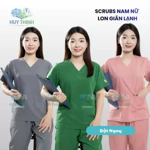 GIÁ XƯỞNG - Đồng phục Spa Vải Lon Co Giãn, Bộ quần áo y tế, Áo blue dược sĩ, Bộ Scrubs bác sĩ, Áo Blouse