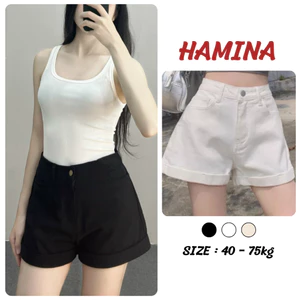 Quần Short Nữ KaKi Cạp Cao BigSize Gập Gấu, Quần Đùi Sắn Gấu Phong Cách Hàn Quốc 263
