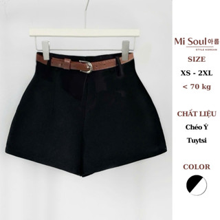 Quần Short Nữ Cạp Cao Dáng A Thiết Kế Đai Lưng BigSize, Quần Đùi Nữ Ống Rộng Lưng Cao MiSoul 411-470