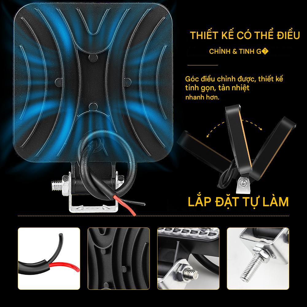 ĐÈN PHA LED 48W 12V CHO XE MÁY, XE ĐIỆN, OFFROAD, XE NÂNG - ĐÈN TRỢ SÁNG 4 INCH KHÔNG GẶP NƯỚC + CẤN TRƯỚC IP65
