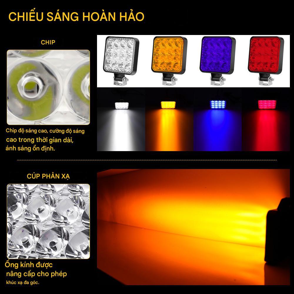 ĐÈN PHA LED 48W 12V CHO XE MÁY, XE ĐIỆN, OFFROAD, XE NÂNG - ĐÈN TRỢ SÁNG 4 INCH KHÔNG GẶP NƯỚC + CẤN TRƯỚC IP65