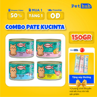 [150g] Combo 10 Lon Pate Kucinta Hộp 150g, Pate Mèo Cam Dạng Nước Xốt Gravy Nhiều Toping cho mèo Pet Hub