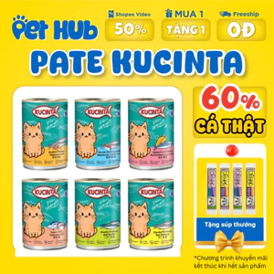 Pate KUCINTA cho mèo Lon 400g Pate Siêu Nhiều Cá và Hải Sản cho mèo mọi lứa tuổi