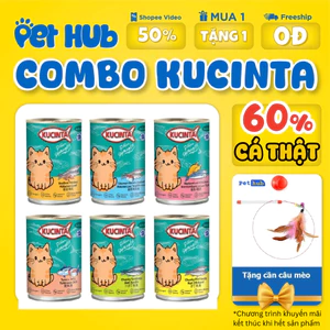 COMBO 10 & 5 lon PATE KUCINTA cho mèo - Pate Siêu Nhiều Cá và Hải Sản lon 400g cho mèo mọi lứa tuổi