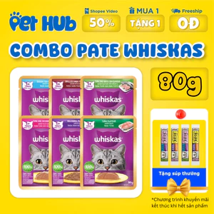 gói Pate mèo Whiskas Thức ăn cho mèo dạng xốt gói 80g cho mèo con và trưởng thành