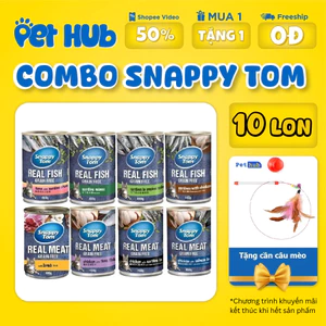 COMBO 12-6 Lon Pate Snappy Tom Hộp 400G Cho Mèo Cá Thật, Dạng Nguyên Miếng, Sốt, Nhuyễn
