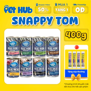 Pate Snappy Tom Lon 400G Dạng Hộp Cá Thật Cho Mèo Dạng Nguyên Miếng, Sốt, Nhuyễn