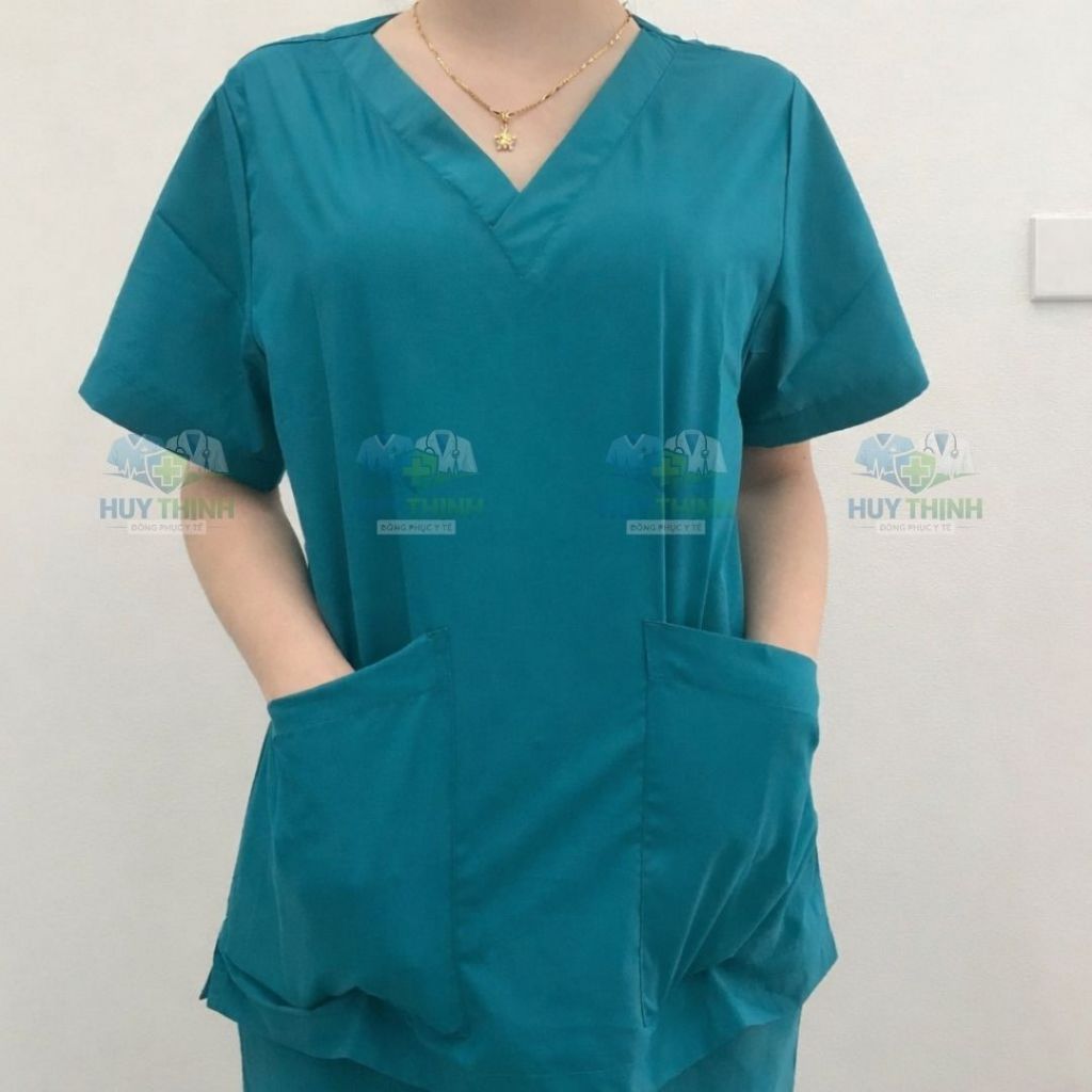 Đồng phục Spa y tế,Bộ scrubs Bác sĩ, phòng khám,bệnh viện,áo phẫu thuật VẢI LON NHẬT màu Xanh cổ vịt