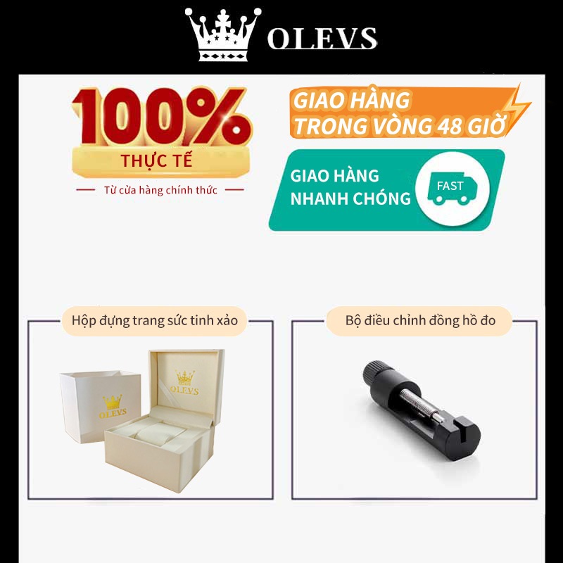 OLEVS Đồng hồ cơ Nam Chính hãng dây đeo bằng thép không gỉ Lịch Chống nước Đa chức năng Quà 9920
