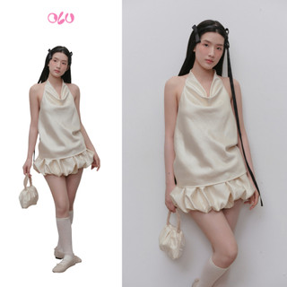 Áo OLV kiểu nữ cổ đổ dáng suông thanh lịch Brown Satin Halter Cowl Top phù hợp đi chơi đi tiệc