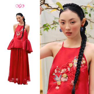 Áo yếm babydoll OLV thêu hoa bồng xòe Tịch Đan truyền thống phù hợp đi chơi lễ tết