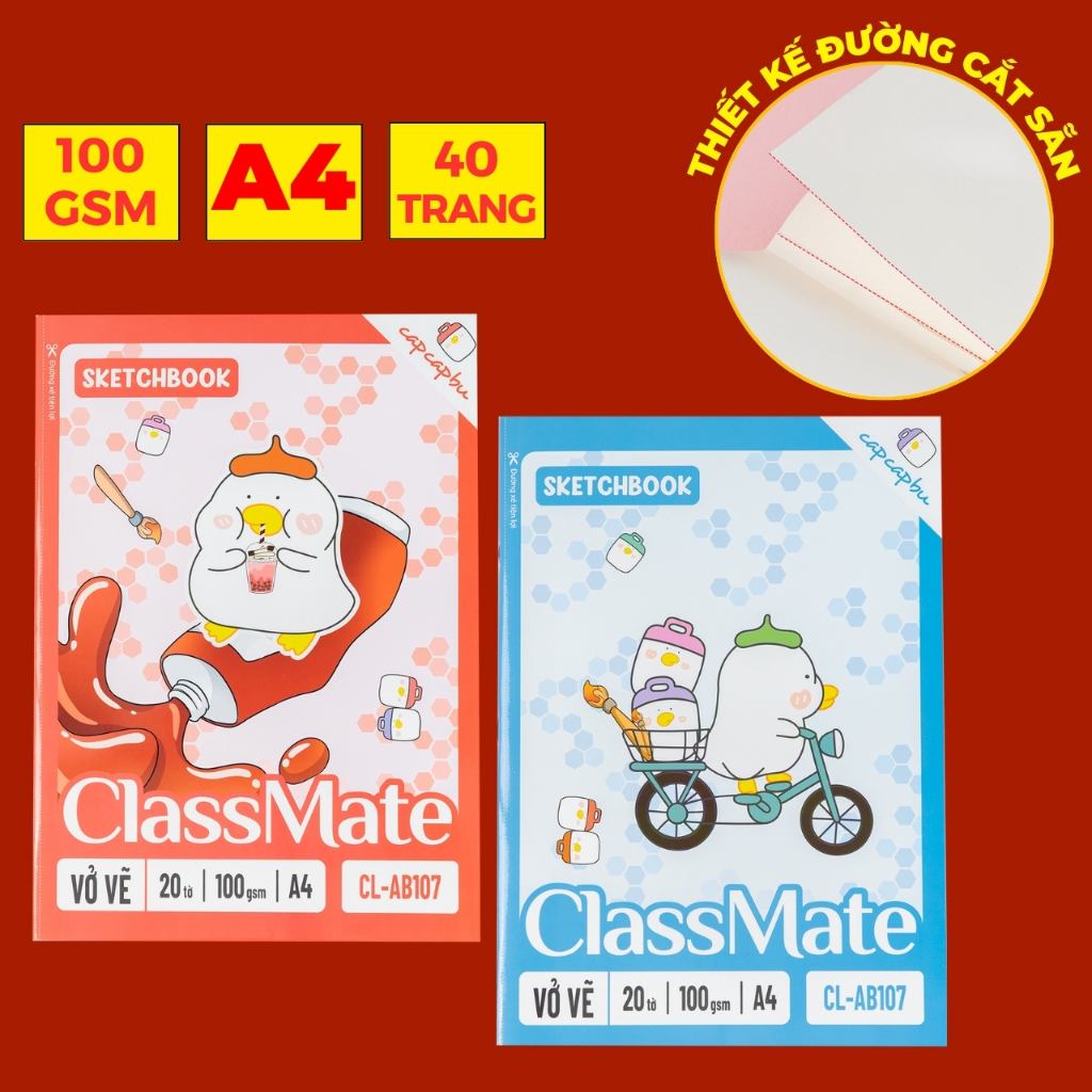 Combo Hoạ Cụ Chào Xuân, Combo Vở Vẽ A4 100GSM, Sketchbook A5 200GSM, Bút Chì, Bút Sáp Vặn Hữu Cơ