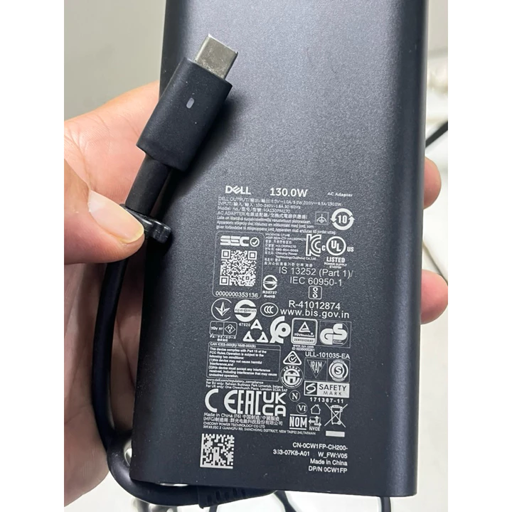 bán sạc laptop DELL TYPE C 130W hàng cũ, zin theo máy chính hãng