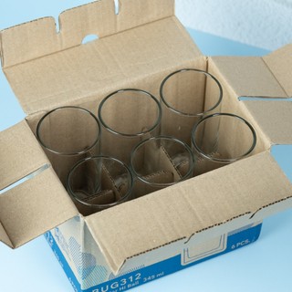 Bộ 6 Ly cốc thủy tinh U Glass 345ml kiểu cao đáy bằng - BUG312, thủy tinh cao cấp an toàn
