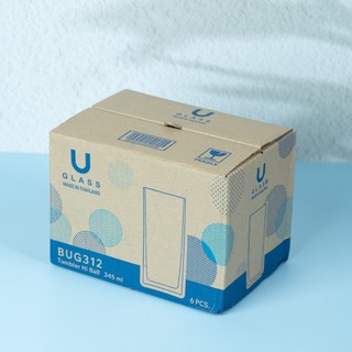Bộ 6 Ly cốc thủy tinh U Glass 345ml kiểu cao đáy bằng - BUG312, thủy tinh cao cấp an toàn
