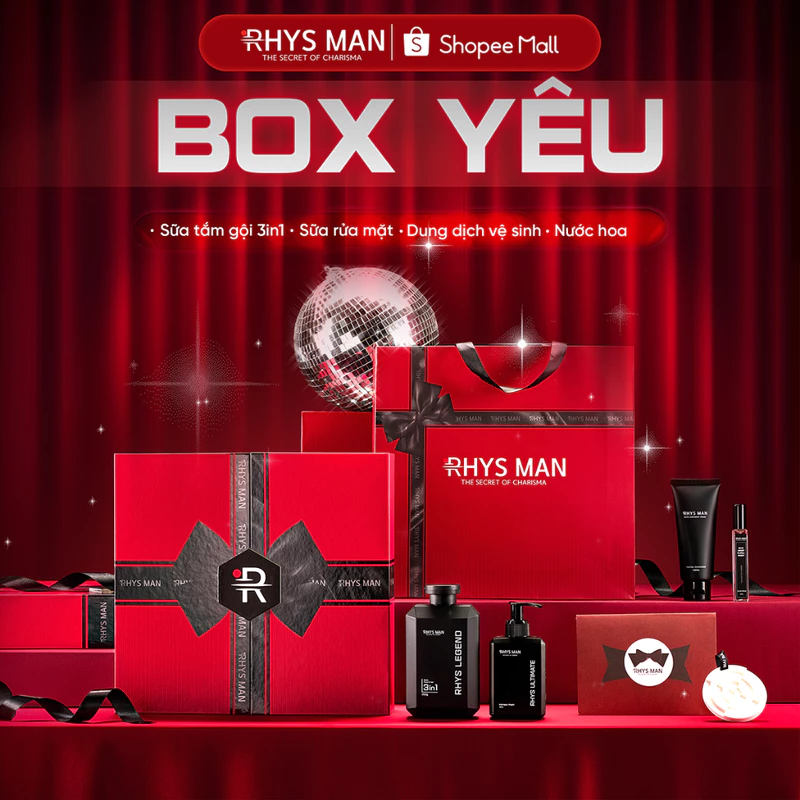 Quà tặng Valentine - Sữa tắm gội 3in1 350ml & Dung dịch vệ sinh 120ml & Sữa rửa mặt 100ml & Nước hoa nam 10ml Rhys Man — ảnh 1