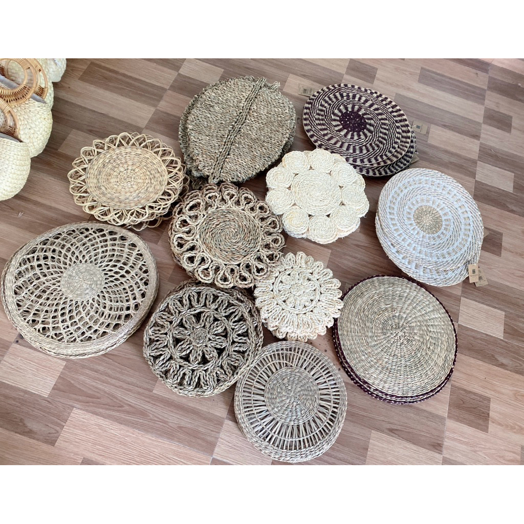 Thảm cói , tấm lót cói lót bàn ăn , lót bình hoa , treo tường oDecor