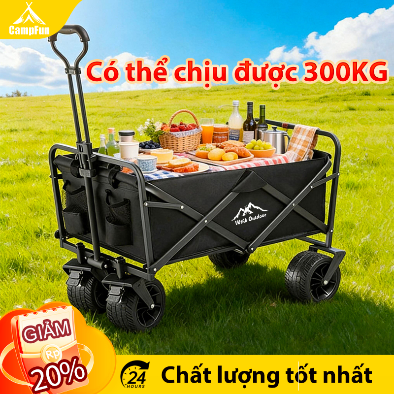 Xe kéo gấp gọn đa năng 300kg – Xe hàng đi chợ, cắm trại, dùng gia đình – Siêu gọn nhẹ