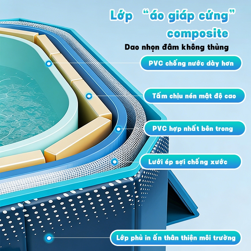 WTHB Outdoor Bể bơi gấp gọn bể bơi cho békhông cần bơm hơi kích thước lớn Phù hợp cho 1–10 người nhẹ nhàng cất trữ