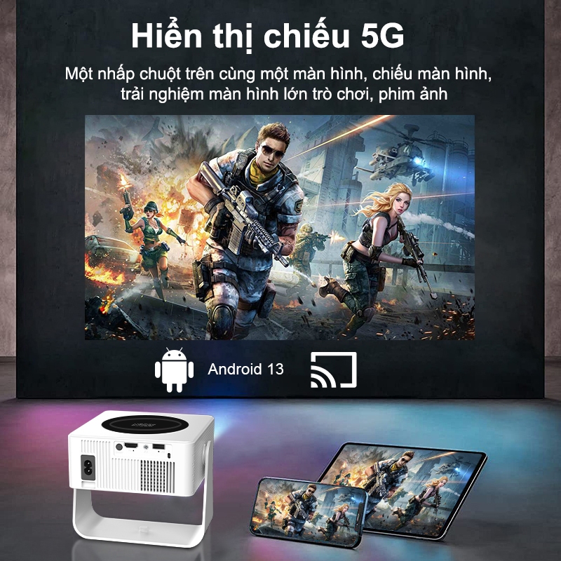 Dosen Pro Máy chiếu T1 Pro Full HD 1080P 4K mini Android 13 WiFi 2,4/5G Bluetooth Kết nối điện thoại laptop ios xem phim | BigBuy360 - bigbuy360.vn