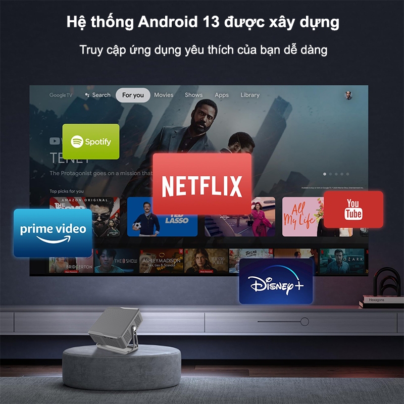 Dosen Pro Máy chiếu T7 Pro Full HD 1080P 4K mini Android 13 WiFi 2,4/5G Bluetooth Kết nối điện thoại laptop ios xem phim | BigBuy360 - bigbuy360.vn